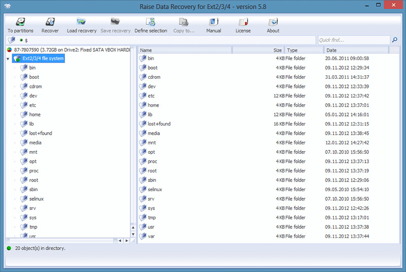 Raise Data Recovery for Ext2/Ext3/Ext4 (para Windows) v. 5