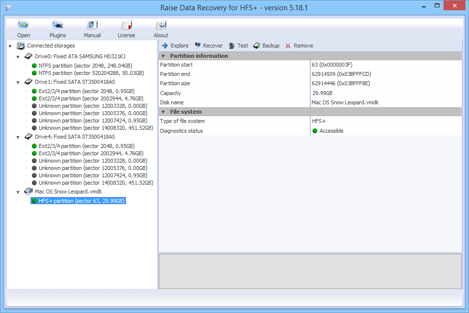 Raise Data Recovery for HFS+ for Windows v. 5